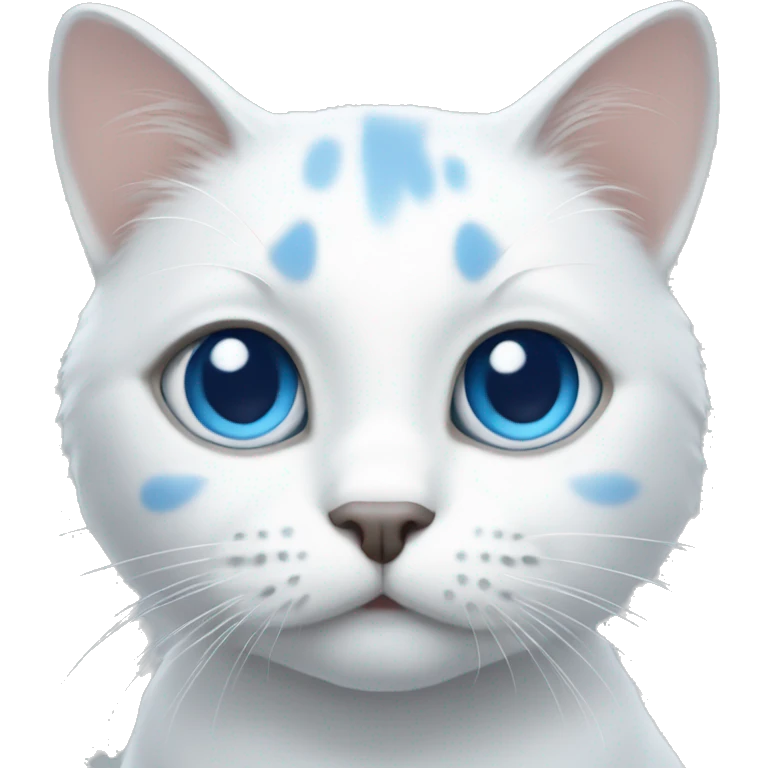 White cats with grey spots and blue eyes  emoji