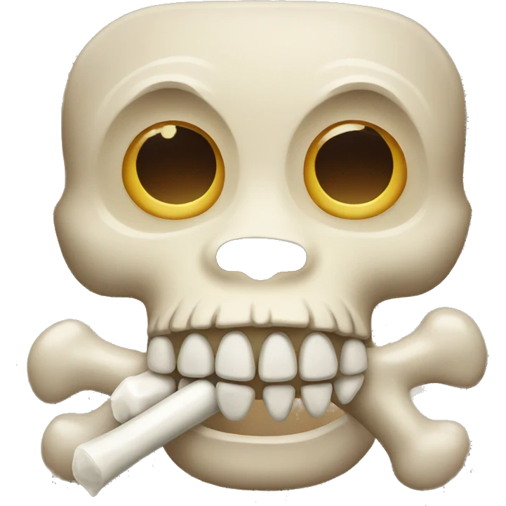 emoji with bone in mouth emoji