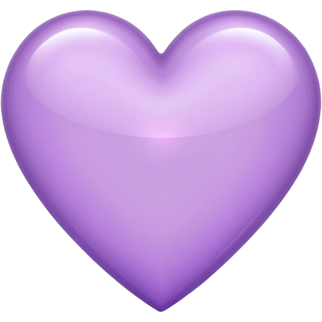 A light purple heart emoji that has the same shape as a normal heart emoji and light reflecting is from the tip of the heart and in straight shape emoji