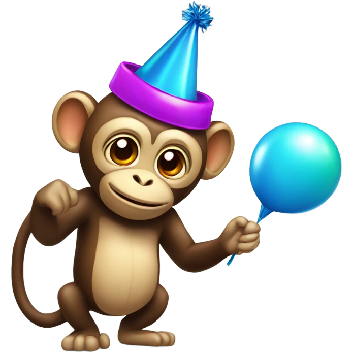 Party monkey with a party hat and a party popper emoji