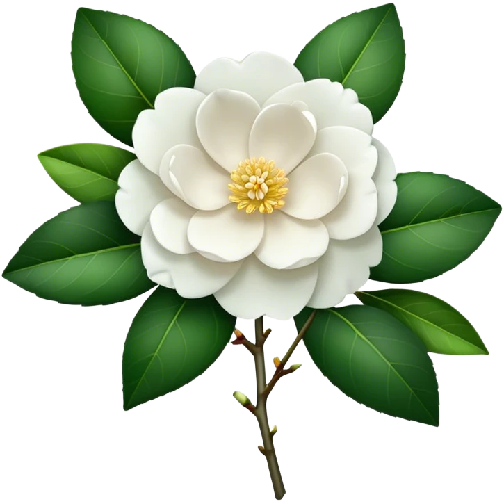 single White Camellia Japonica, straight stem emoji