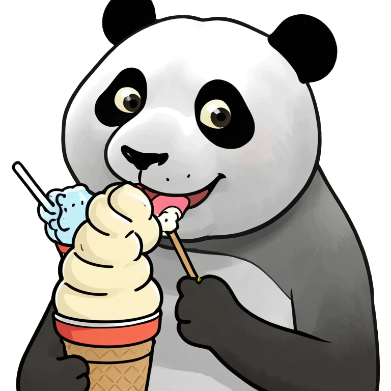 Panda eating ice cream emoji
