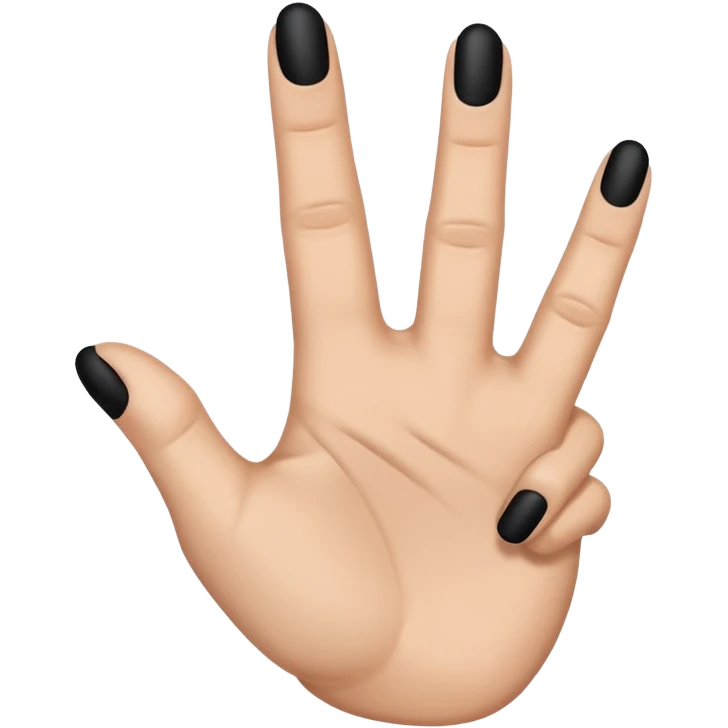 A black hand and the thumb, index and middelfinger are stretched (to say yvl) emoji