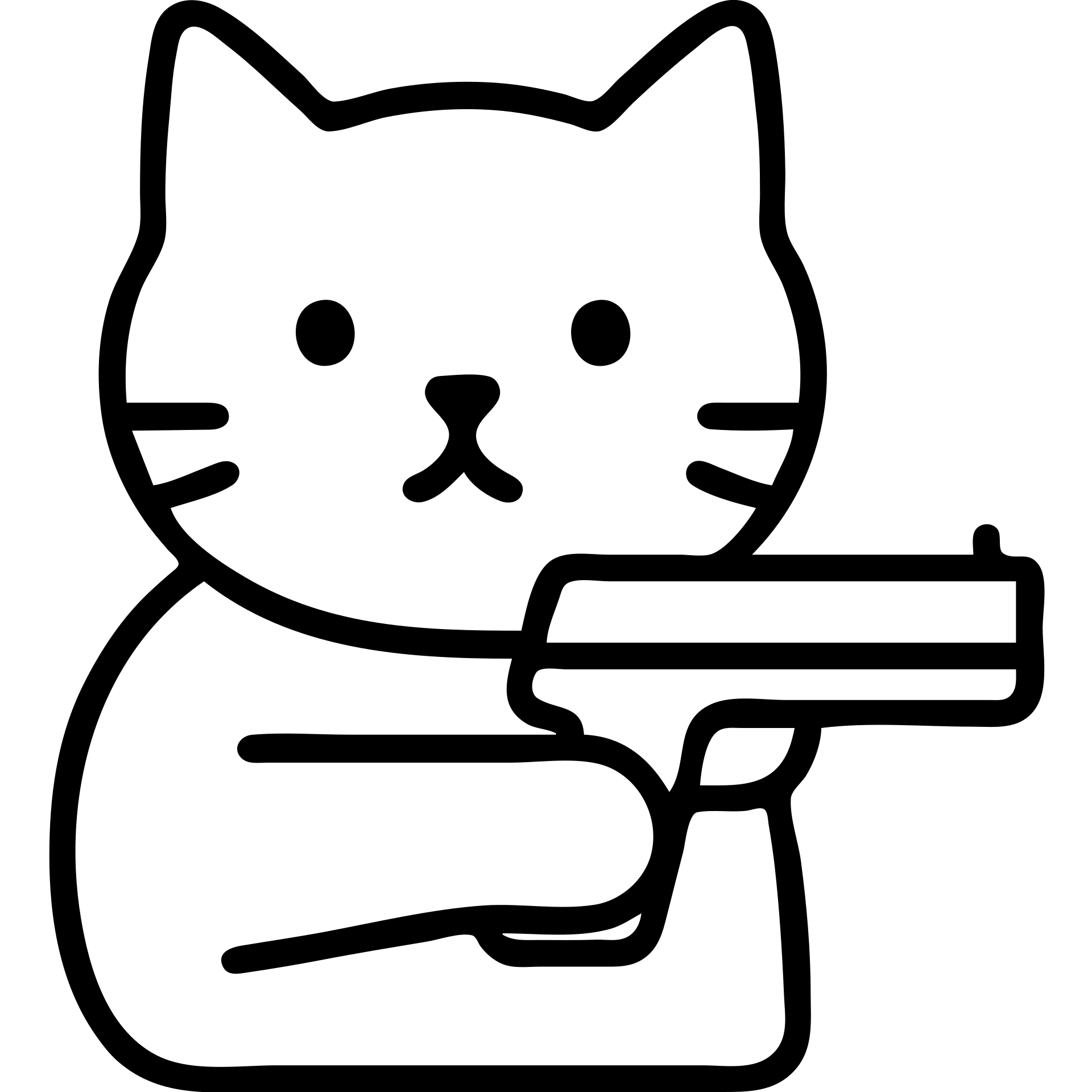 cat holding a gun outlined icon emoji