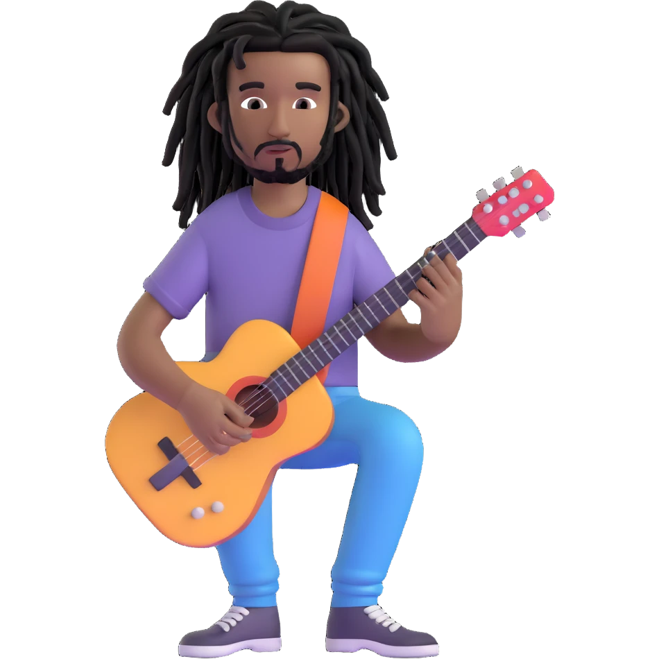 Steve Lacy with black dreads and guitar emoji