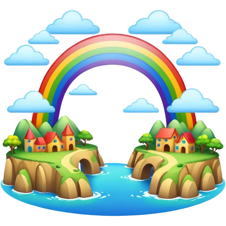 Rainbow Bridge – Arched rainbow connecting flying islands. emoji