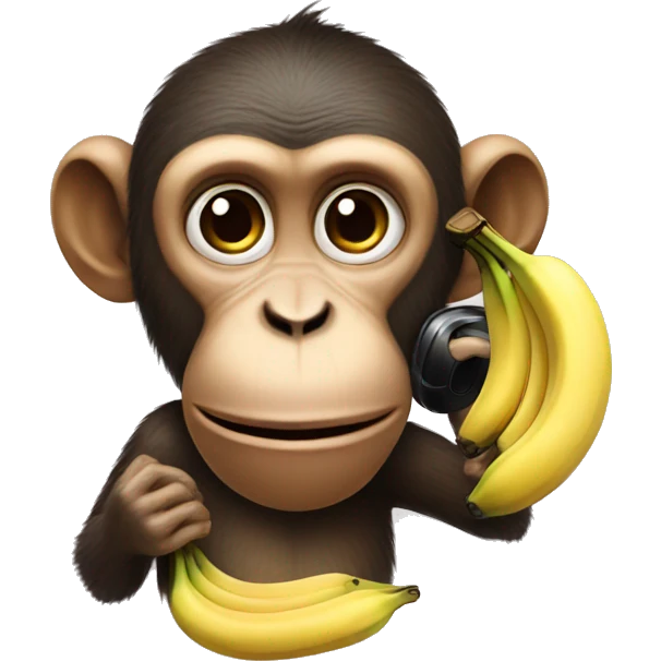 Realistic Monkey using bananas as phones emoji