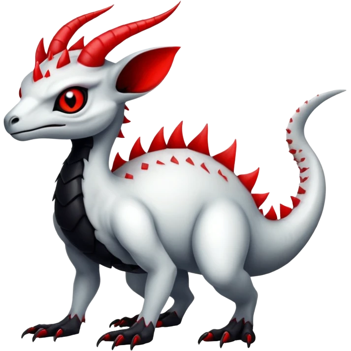 a translucent white with black belly and red eyes exotic edgy vernid-fionbri-creature full body emoji