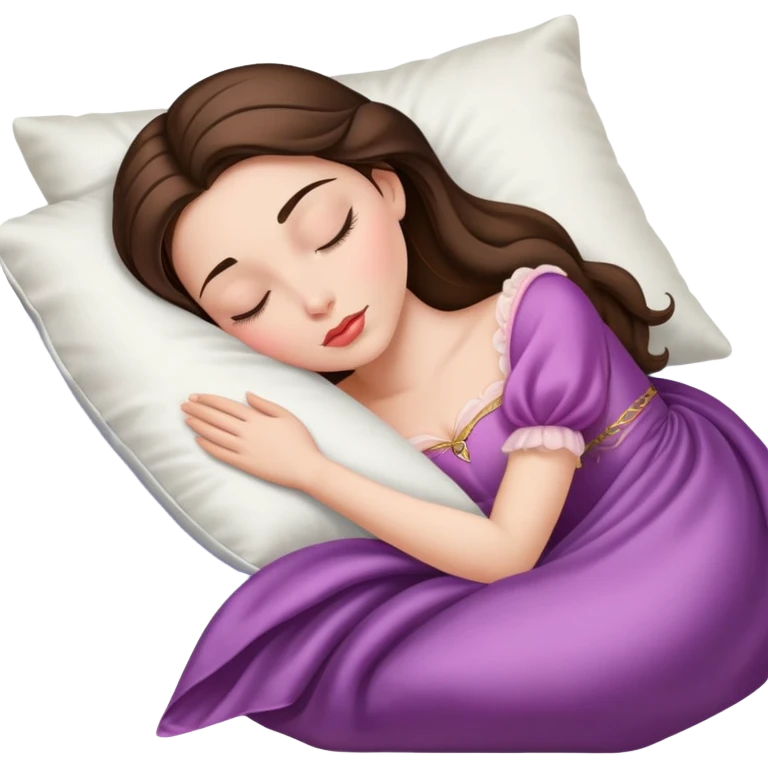 sleeping beauty brunette white girl with a silk pillow emoji