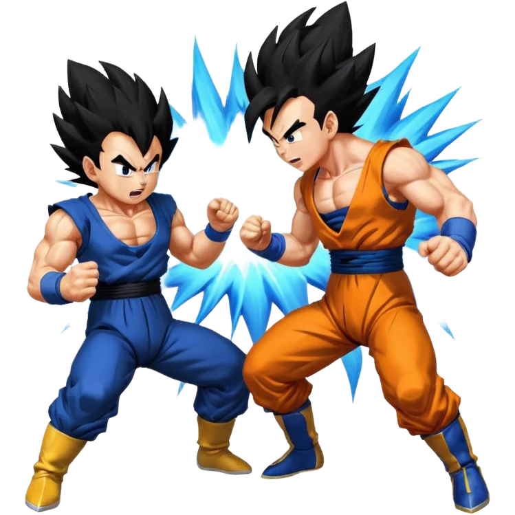 Goku vs Vegeta clashing punching struggling querral fight  emoji