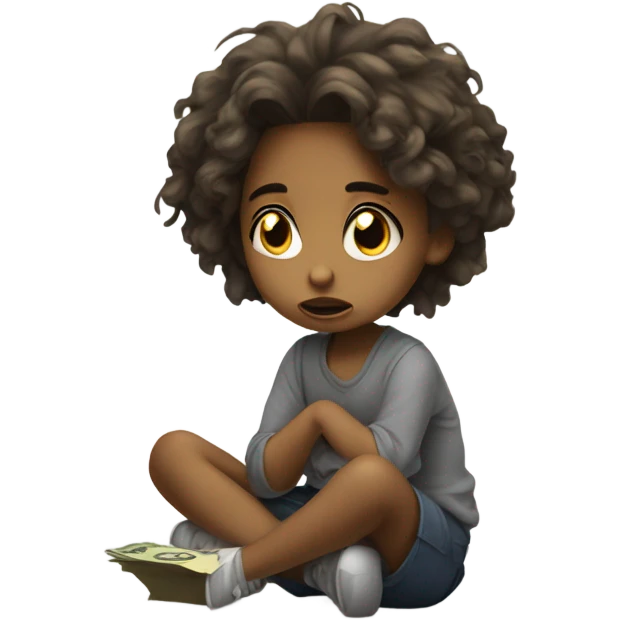 homeless girl asking money emoji