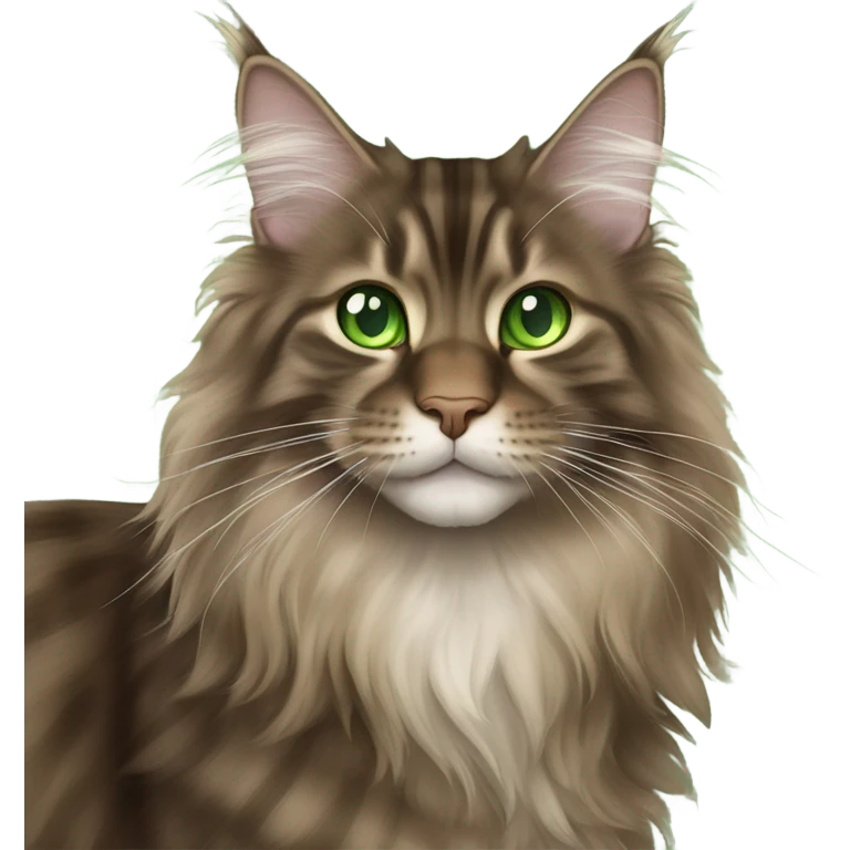 Brown main coon cat with green eyes emoji