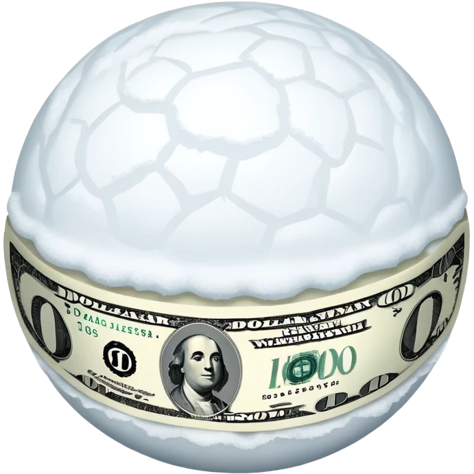 Snow ball with dollar bills  emoji