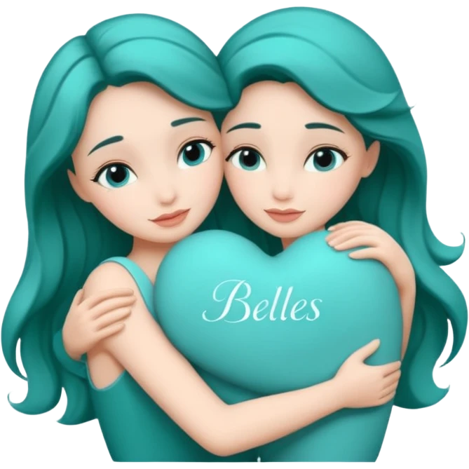 Teal hugs with Belles wording emoji