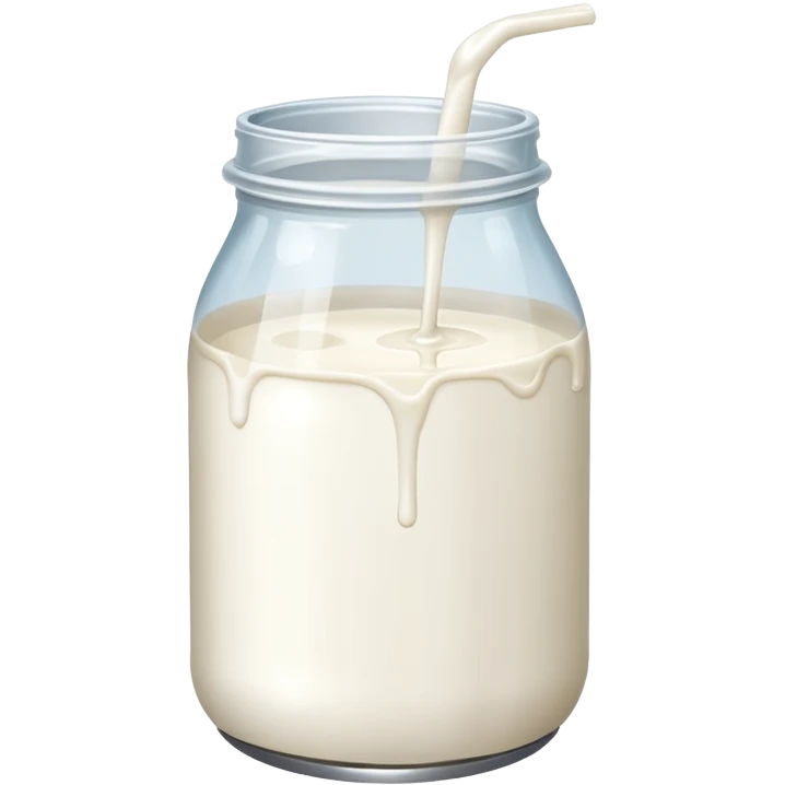 a jar of milk but the top is sticky and its dripping but theres no lit, and also no straw emoji