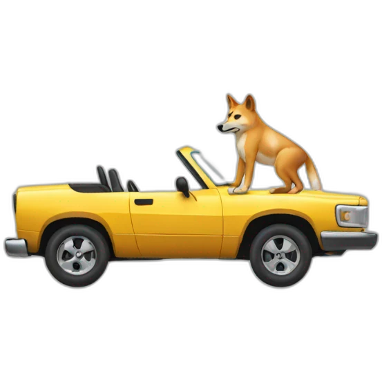 Dingo driving a car emoji