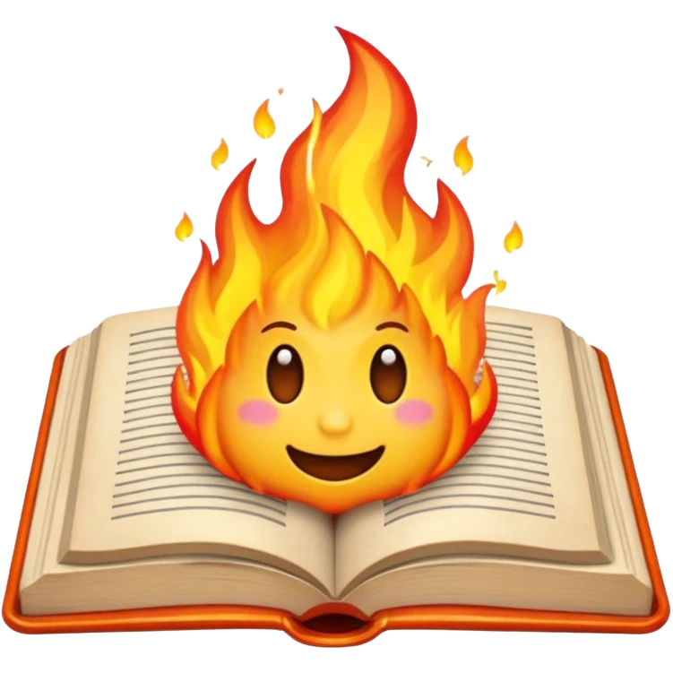 emoji writing in a book of fire emoji