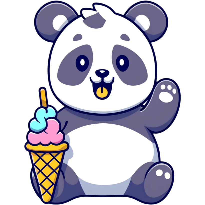 Panda eating ice cream emoji