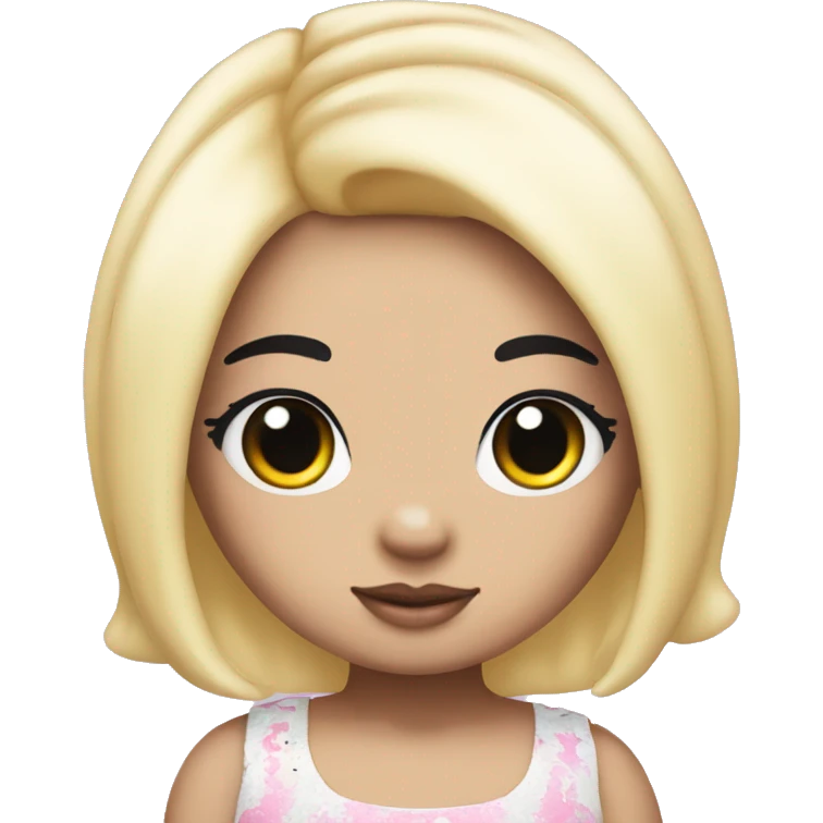 Hello kitty girl with black hair and lashes  emoji