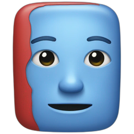 Red and blue square with face emoji
