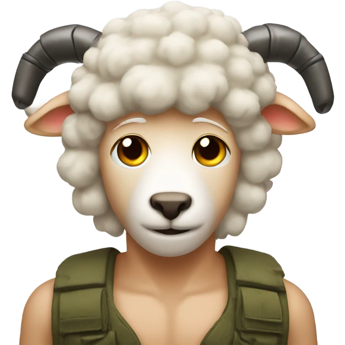 Make it more like a sheep sheep with a boys head Rambo style with the title ramJO emoji
