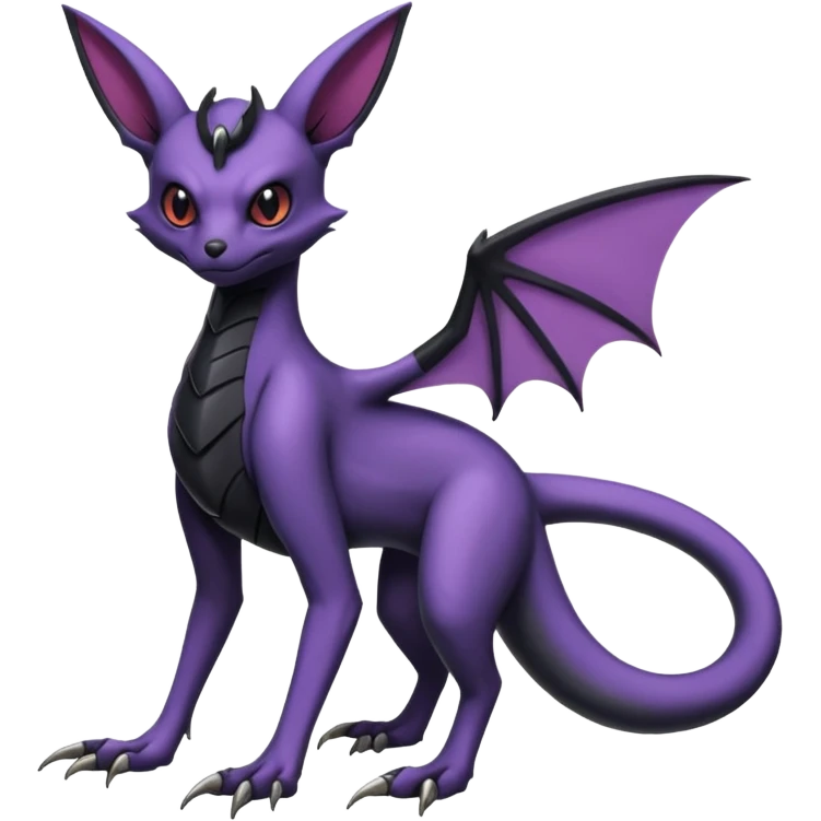 Gothic Edgy Badass Cool Noibat-Genesect-Umbreon-Salandit-Fakémon-hybrid-creature (full body)  emoji