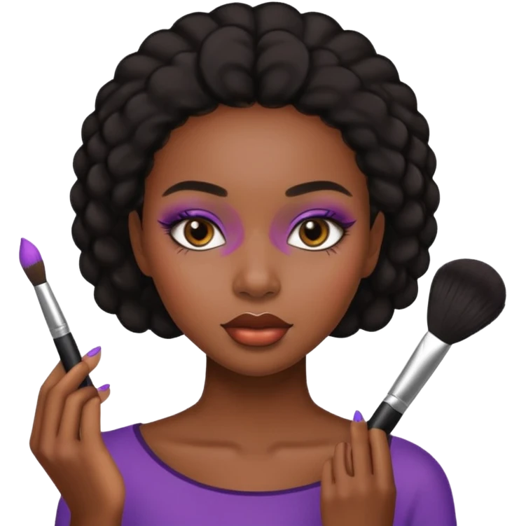 Hyper Realistic black girl doing make up emoji