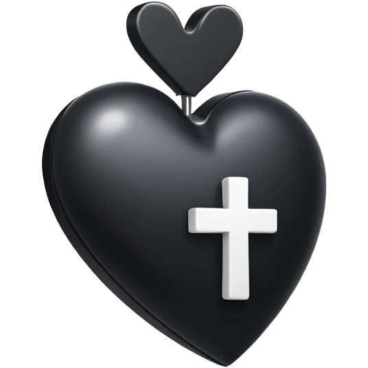 Black heart with White cross  emoji