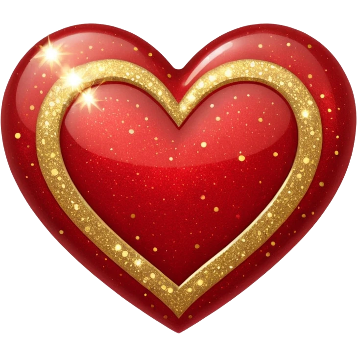glitter heart with gold sparkles emoji