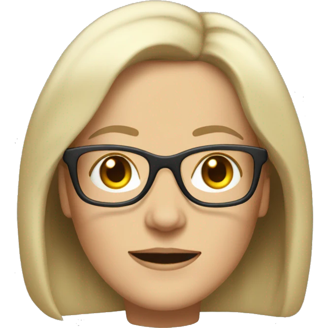middle age white woman with shoulder length hair and glases emoji