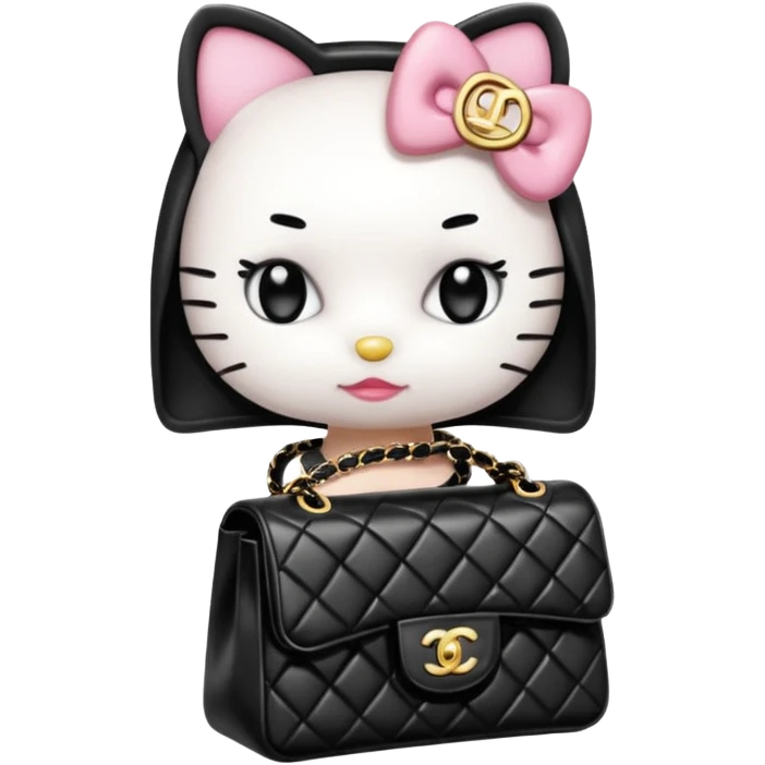 Hello Kitty wears in Chanel with a black bag Timeles emoji