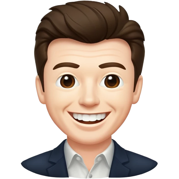 Rick Astley smiling a little bit at something funny but with only front teeth out emoji