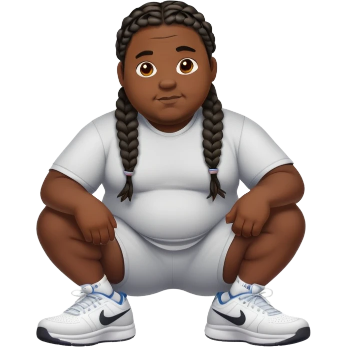 Dark skinned chubby man with braids and Nike shoes on emoji