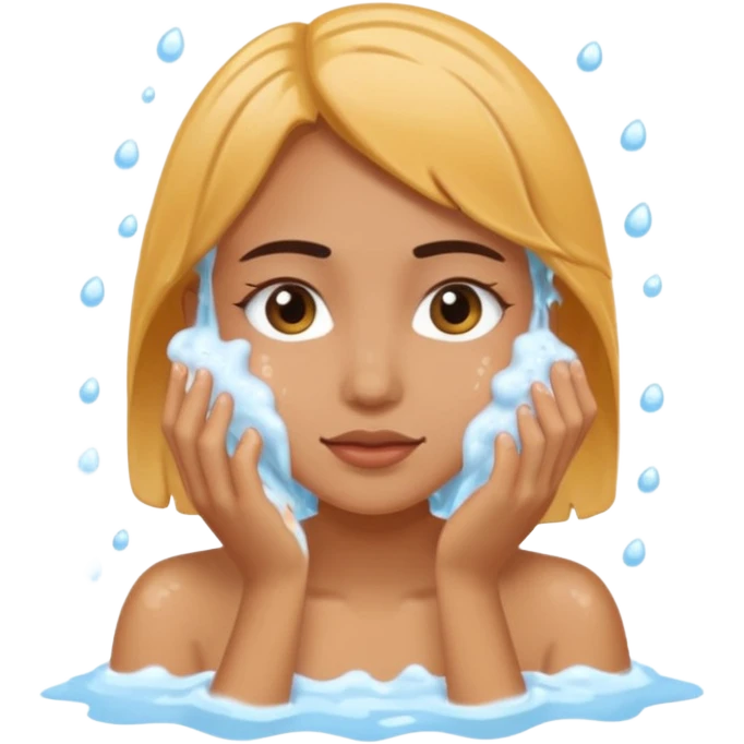a female washing her face outside of shower  emoji