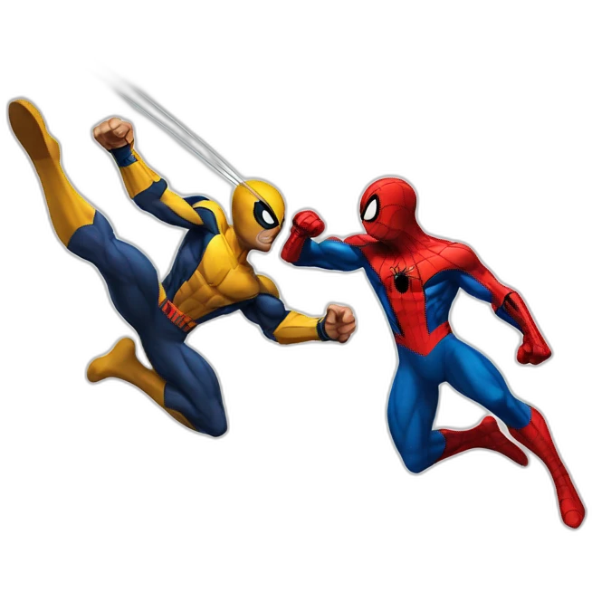 Spiderman fighting against wolverine emoji