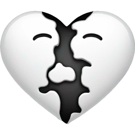 heart one half white the other half is black emoji