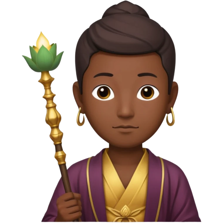 asian man with lotus, scepter, buddhism, lotus emoji