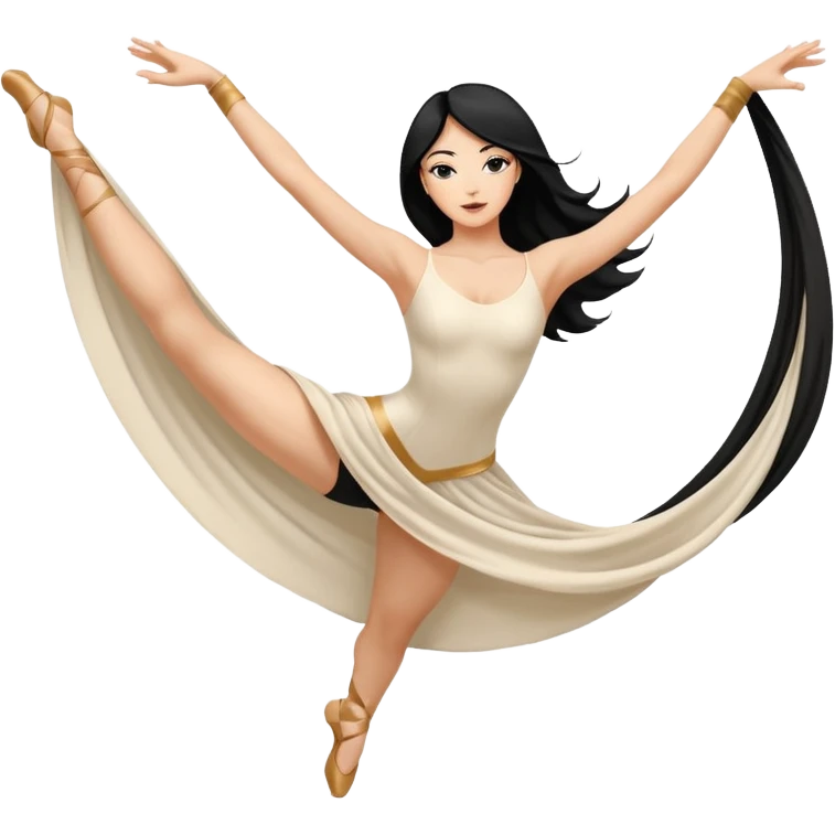 Emoji de una mujer pelinegra blanca bailarina de danza aerea haciendo figuras en el aire en una tela  emoji