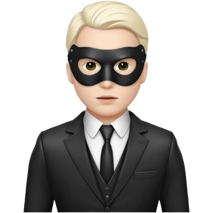 White man in a suit with bdsm mask emoji