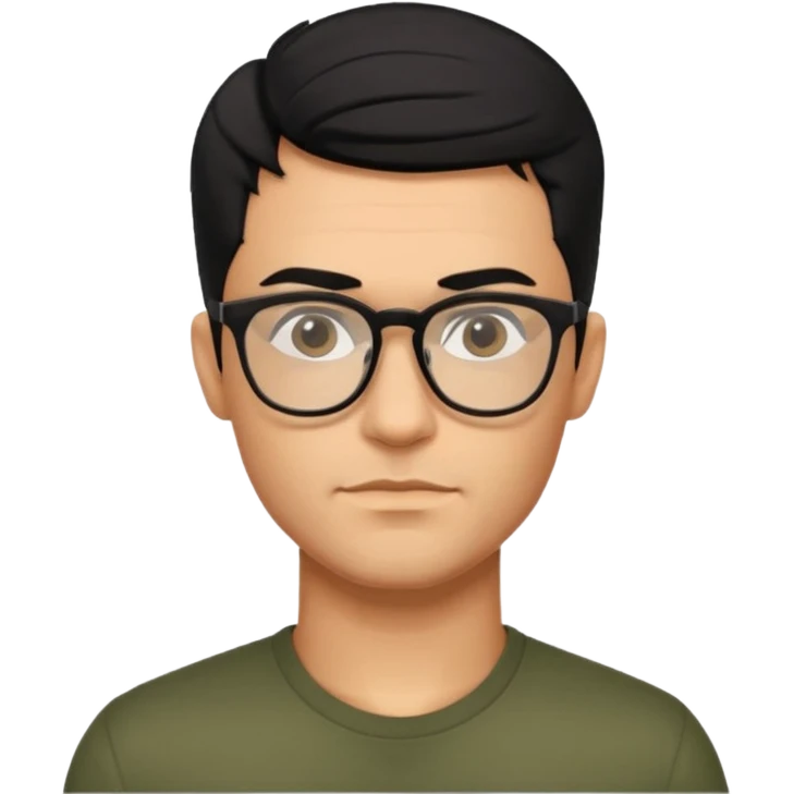make a guy from portugal that has glasses and has a good jawline and a little masculine and black hair that spreads to the sides and make him gloss and make him MAN! and make him poo very masculinty tool upgrade cool? emoji