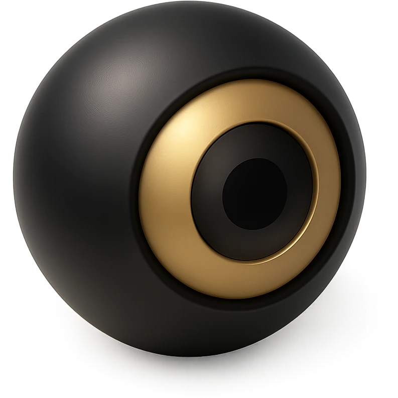 black themed eyeball, stylized with subtle gradients and a reflective surface emoji