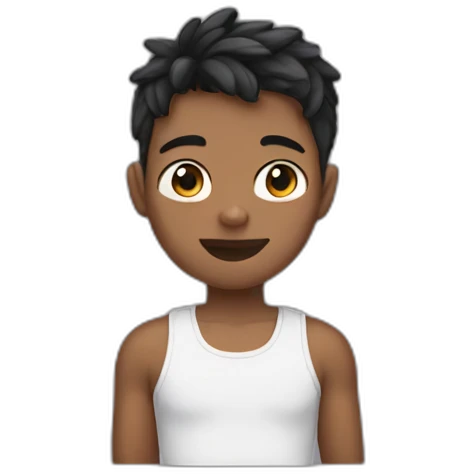 Boy with cat ears on his head and a cute crop top emoji