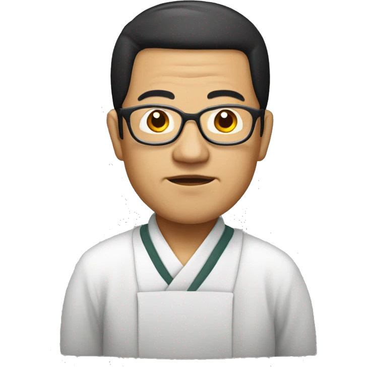 old hmong priest with black hair, and glasses emoji