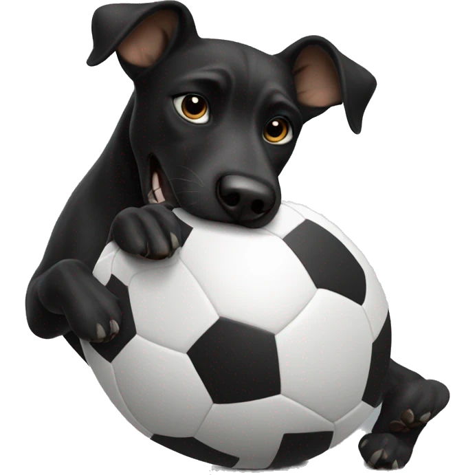 Black dog playing football emoji