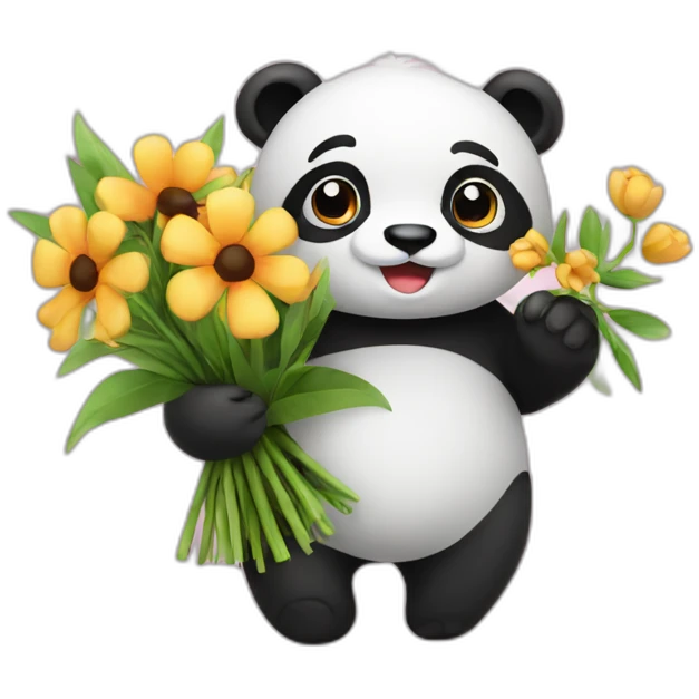 Panda with flower bouquet  emoji