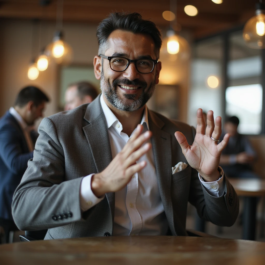 indian businessman encouraging customers emoji