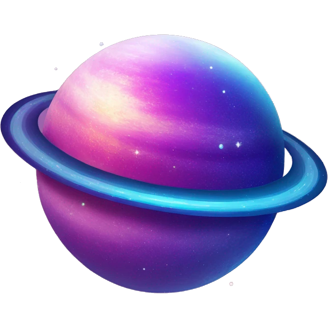 sparkly glittery blue purple and pink gradient planet with a cheesy saturn ring emoji