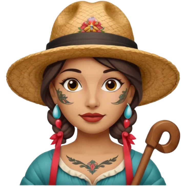 tattoed face venice gondolier with iconic hat woman emoji