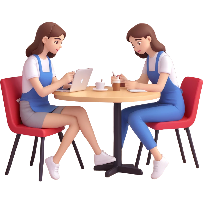 a female student working in a cafe emoji