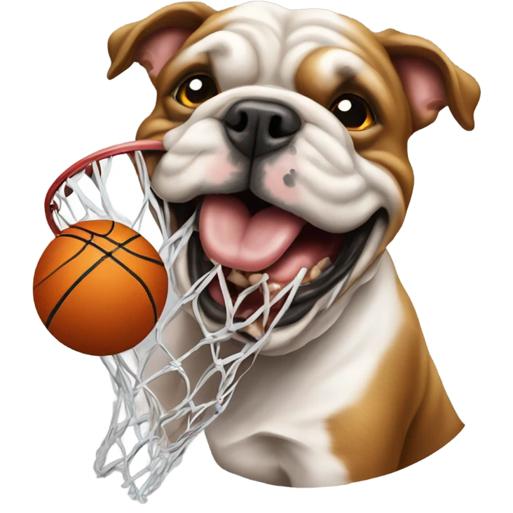English bull dog chomping a basketball net  emoji
